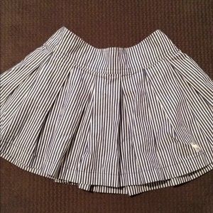 abercrombie blue and white striped pleated skirt